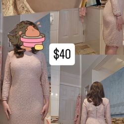 Adriana Papell Blush Long Sleeve Dress