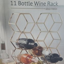 11 Bottle Gold Metal Wine Rack