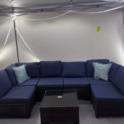 New 7 Pieces Wicker Outdoor Patio Furniture set Sectional Sofa Set ottoman table