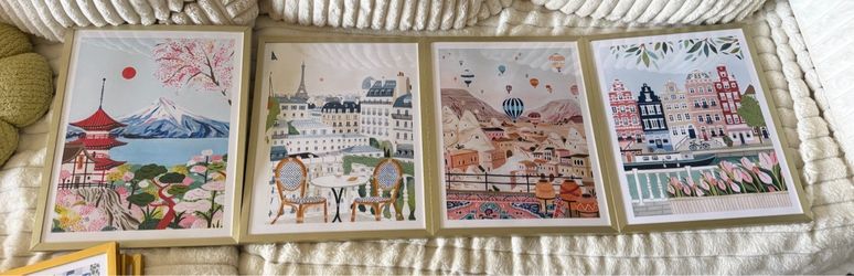 Framed Travel Wall Art Set – 7 Pieces – $15