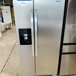 Whirlpool - 33 in. Wide 21 cu. ft. Side-by-Side Refrigerator with LED Interior Lighting - Stainless Steel $699 