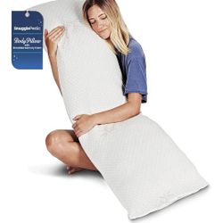 Snuggle-Pedic Body Pillow for Side Sleepers for Adults - Full Body Maternity Pillow Support Legs, Belly & HIPS - Shredded Memory Foam & Cooling Pregna