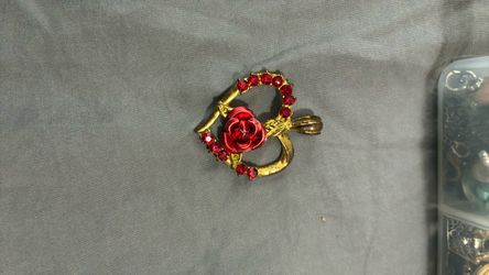 Forever yours heart and rose pendant