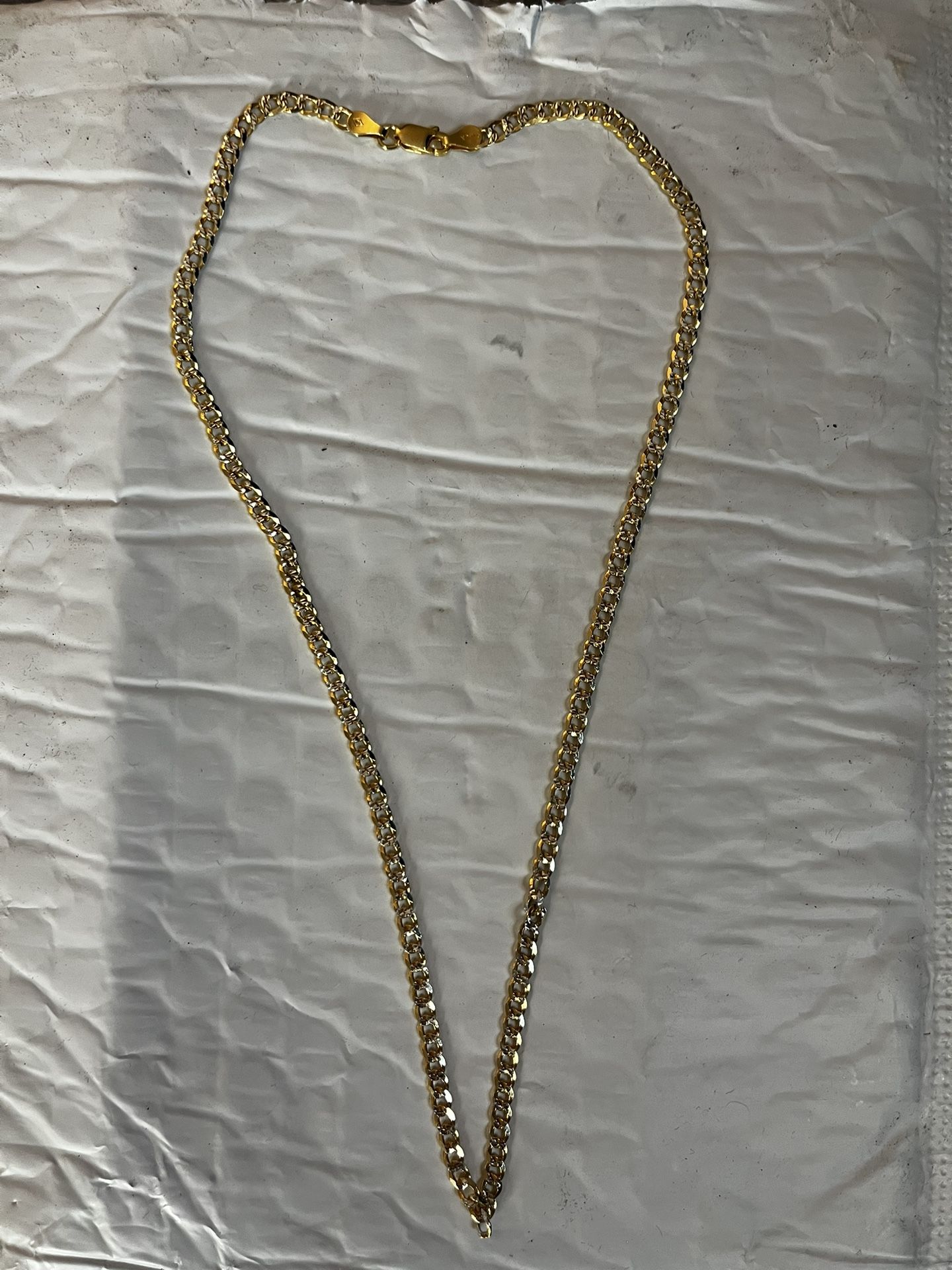 18in 10K Gold Over 100% Sterling Silver Cuban With Diamond cuts 