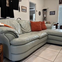 Natuzzi Leather Chaise Sofa 