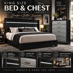 On sale! Brand new king size bedframe & chest