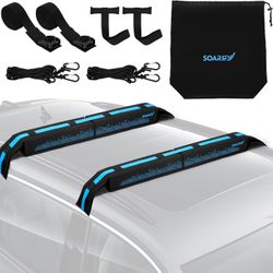 Universal Car Soft Roof Rack，Roof Pads Luggage Carrier for Kayak, Surfboard SUP,