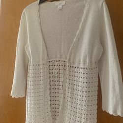 Ann Taylor White Knit Cardigan