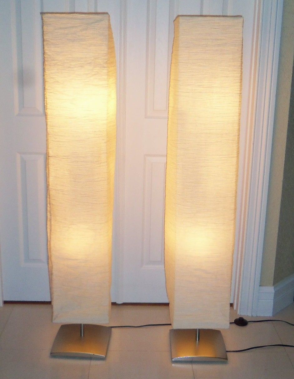 IKEA ORGEL VRETEN FLOOR LAMP, NATURAL & STEELSHADE OF HANDMADE PAPER (EACH SHADE IS UNIQUE)