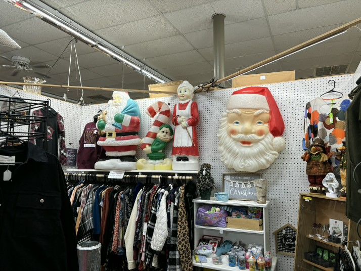 Antique Mrs. Claus Santa Claus Standing And Elf