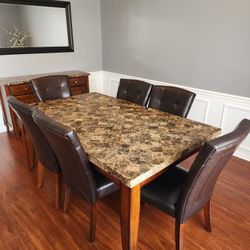 Marble Dining Table And Side Board (Buffet Table) 