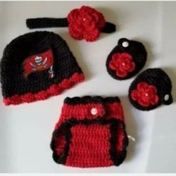 Crochet Baby Girl Tampa Bay Buccaneers Football Inspired Outfit Photo Prop 