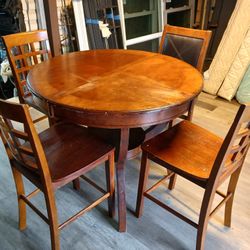 Round wood Dining table set with 4 chairs