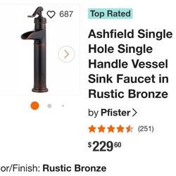 Ashfield Single Hole Single Handle Vessel Sink Faucet in Rustic Bronze