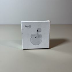 Pro 6 Bluetooth 5.1 Earbuds – Wireless Headphones w/ Mic, White