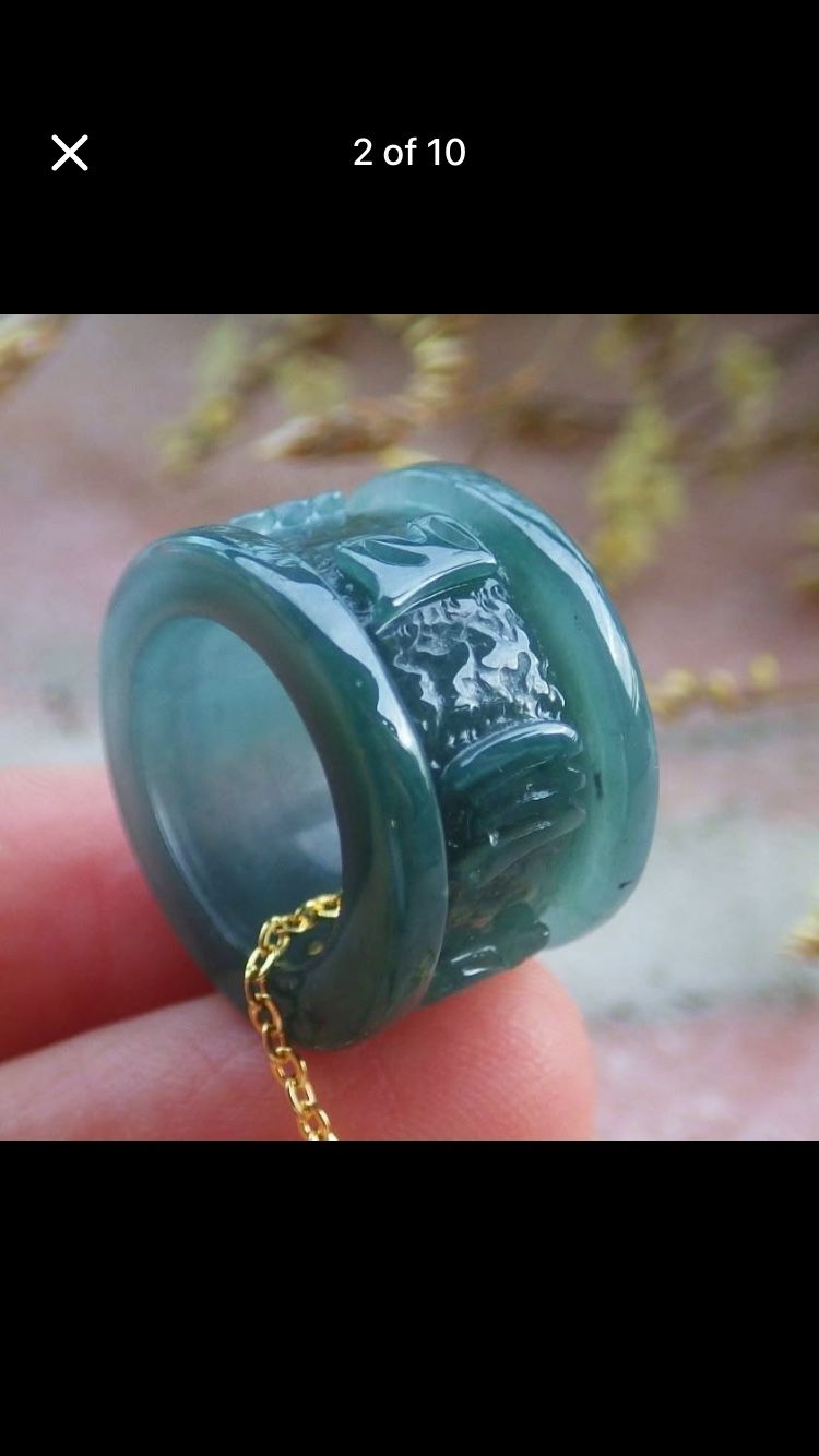 Certificate Jadeite Mantra Bead circle Green Natural A Green Tralucent Lulutong Jade every path is smooth Pendant