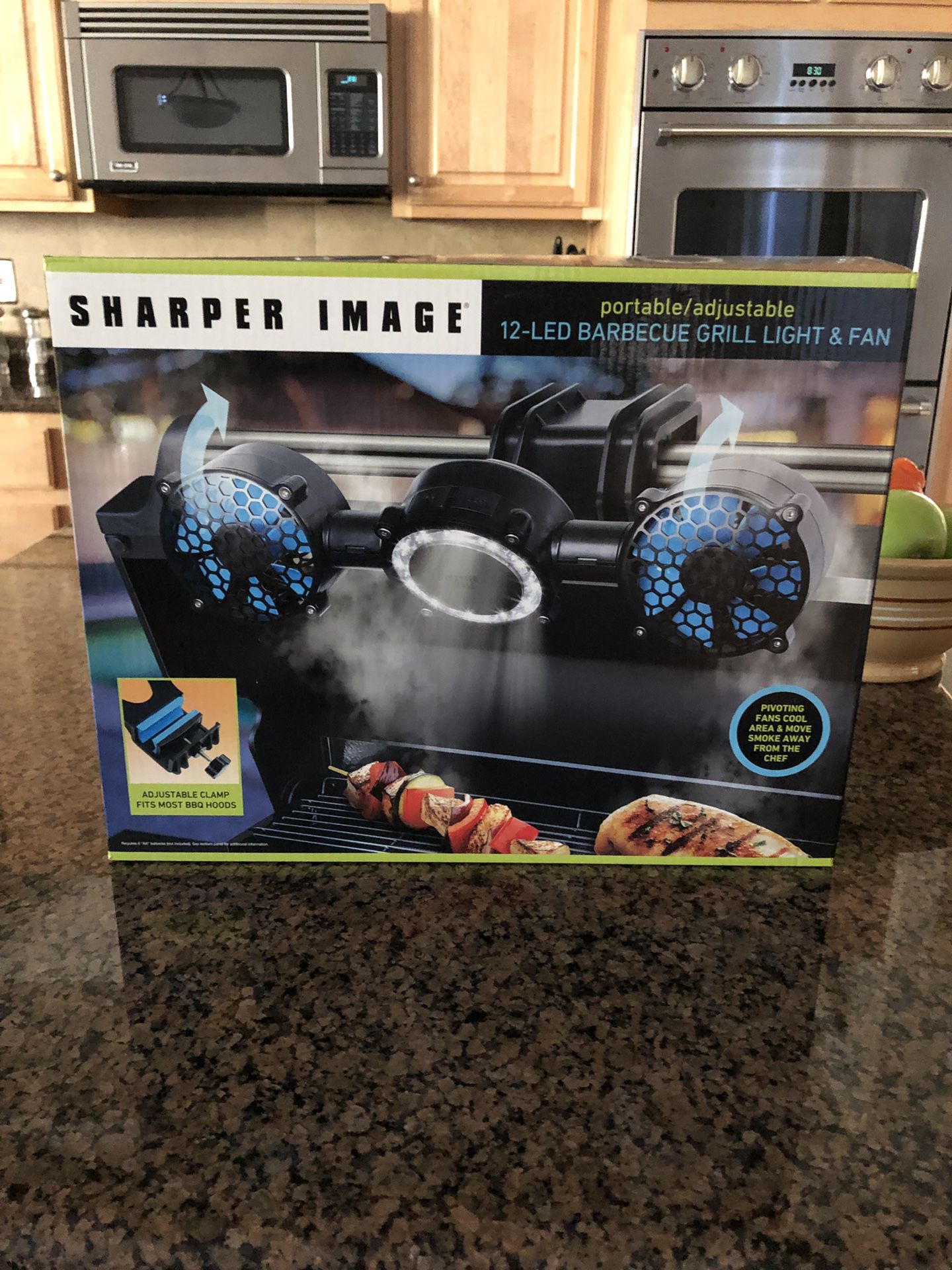 Sharper Image portable / adjustable 12-LED BBQ Grill Light and Fan