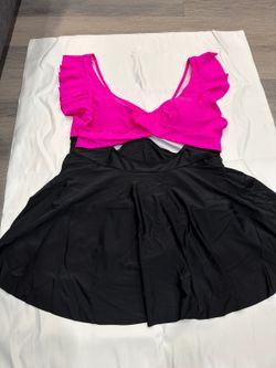 Fuchsia Ruffle Swimdress One-Piece Swimsuit