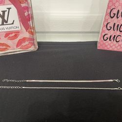 2 Ankle Bracelets Herringbone & Rope