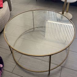 Round Vintage Glass Coffee Table 