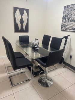 Modern Dining Table with 6 Chairs