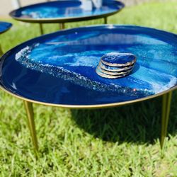 Set Of 3 Tables Pier One , Epoxy , So Pretty 