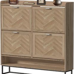 Shoe Storage Cabinet with 4 Flip Drawers,