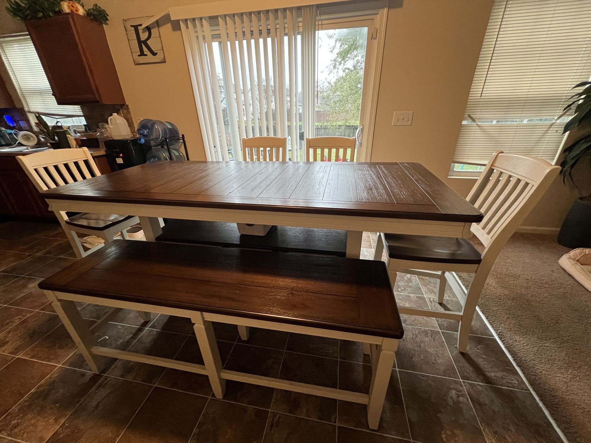 5pc Dining Table Set W/ Bench