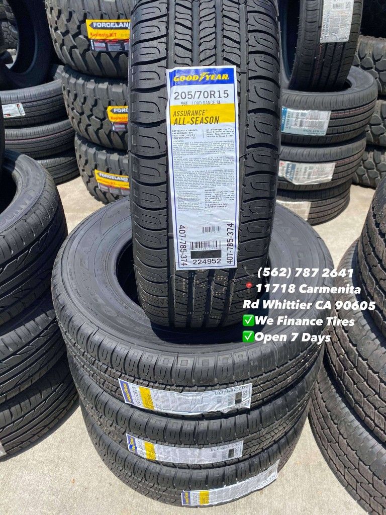 205/70R15 Goodyear AS New Set of Tires Installed and Balanced Set de Llantas Nuevas Instaladas y Balanceadas