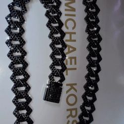 Black Moissanite diamond  silver necklace