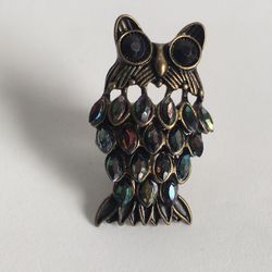 WOMENS STRETCH OWL RING SIZE 8 ADJUSTABLE 