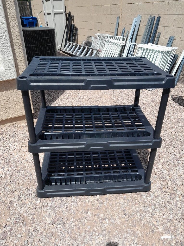 3 Tier Plastic Utility Shelving Unit 36x24x37 Garage Shelves