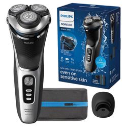 Philips Norelco Shaver 3900 Series, Wet and Dry Electric Shaver, P-Cap, Travel Pouch, Charging Stand