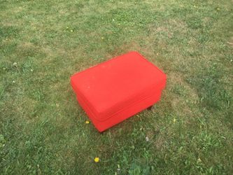 Small Red Orange Foot Ottoman