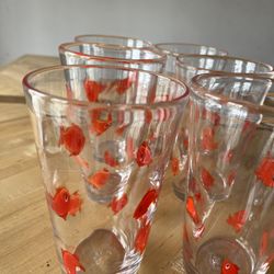 Vintage Hand Blown Crate And Barrel 16 Oz Koi Fish Tumblers