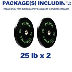 BalanceFrom Olympic Bumper Plate Weight Plate, 25 Ibs Pair Black