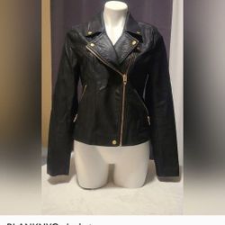 Women Jacket Faux Leather Color Black Size Large 