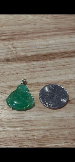 14K Yellow Gold Jade Buddha Pendant