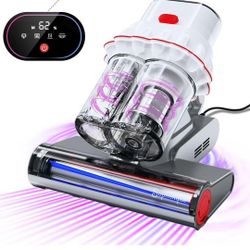 Bed Vacuum Mattress Cleaner 15Kpa Mattress Vacuum with Dust Gradient Indicator, U/V Light & Ultrasonic, 99.9% Allergen Removal, Dual Dust Cups Handhel