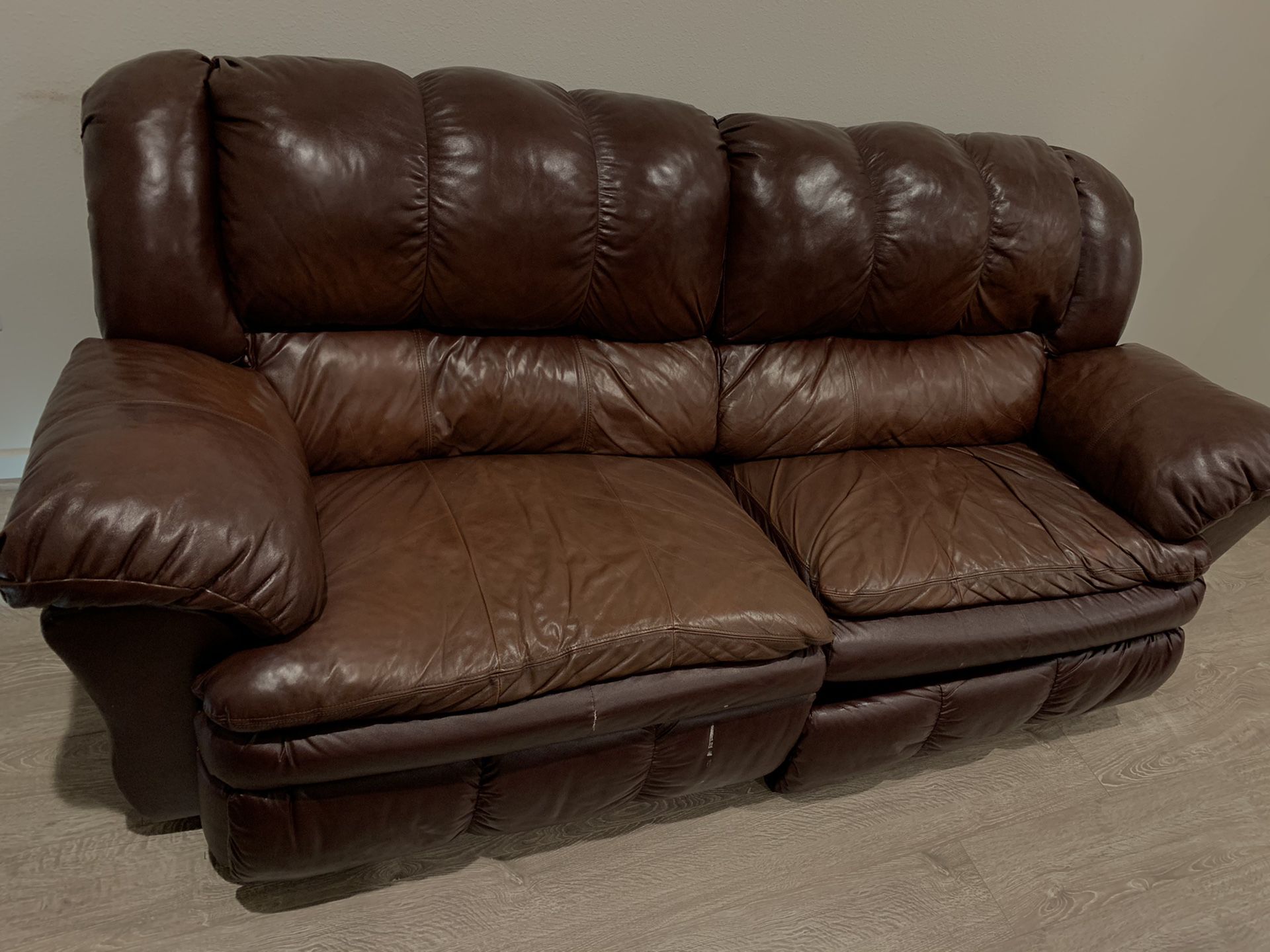 Two Living Spaces Real Leather Couches