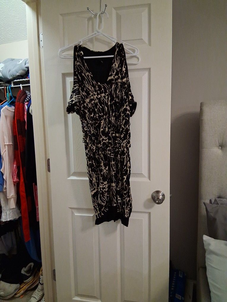 Black And Beige Knee High Cinched Waist