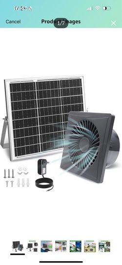 Brand new in box Solar Exhaust Fan, 25W Solar Panel + 8" Ventilation Vent Fan, with Power Adapter, Anti-backflow Valve, High Speed Solar Powered Exhau