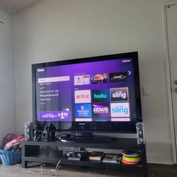 Samsung 63 inch Plasma Screen with built in stereo and swivel stand. Roku enabled smart HDTV. $6,999 new, Furniture stand included