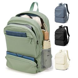BJLFS Green School Backpack for Women Men, Lightweight College Backpack