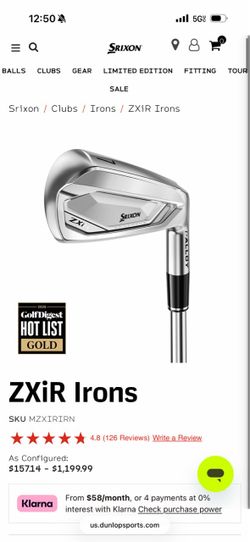 NEW Srixon ZXiR 5-PW Irons Golf Set
