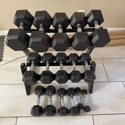 Dumbbells weights 5-40lbs plus stand 360lbs total firm price