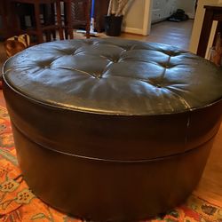 Leather Lazy Boy Ottoman-Black-$100 OBO 