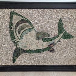Moroccan Sea Glass Shark Art