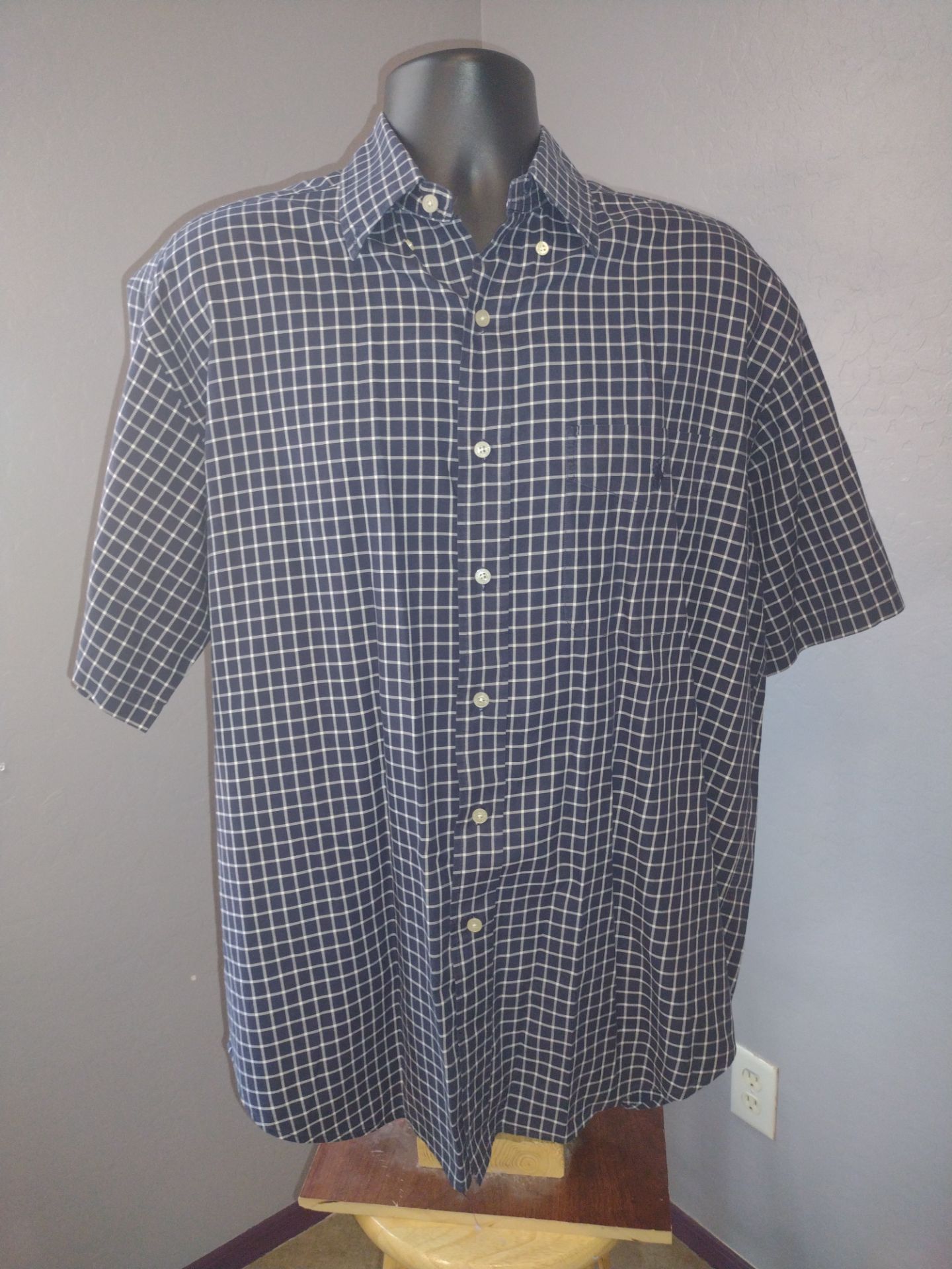 Ralph Lauren Golf short sleeve button down shirt windowpane plaid M