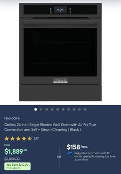 NEW Frigidaire Gallery 24 inch Single Electric Wall Oven GCWS2438AB